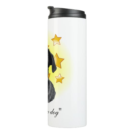 Niedlicher Schwarzer Mops ist ein Star Thermosbecher (Nach rechts gedreht)