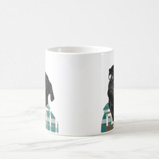 Niedlicher schwarzer Mops mit Brille Kaffeetasse (Mittel)