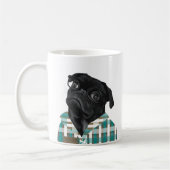 Niedlicher schwarzer Mops mit Brille Kaffeetasse (Links)