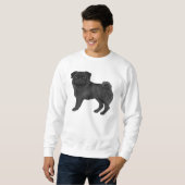 Niedlicher Schwarzer Mops mit knackiger Oberfläche Sweatshirt (Vorne ganz)