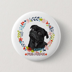 Niedlicher Schwarzer Mops - Mops Mama Button