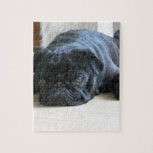 Niedlicher Schwarzer Mops Schlafen Puzzle