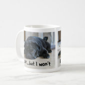 Niedlicher schwarzer Mops Welpe ich will nicht Kaffeetasse (Vorderseite Links)