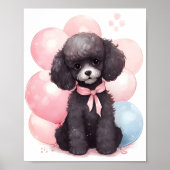 Niedlicher schwarzer Poodle Wasserfarbe Tier Adora Poster (Vorne)