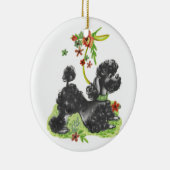 Niedlicher Schwarzer Poodle Welpe Keramikornament (Rechts)
