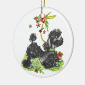 Niedlicher Schwarzer Poodle Welpe Keramikornament (Links)