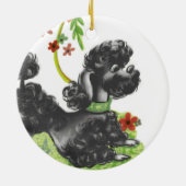 Niedlicher Schwarzer Poodle Welpe Keramikornament (Hinten)