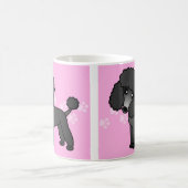 Niedlicher schwarzer Pudel-Cartoon - rosa Pawprint Kaffeetasse (Mittel)