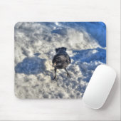 Niedlicher Schwarzer Rabe im Schnee-Foto Mousepad (Mit Mouse)