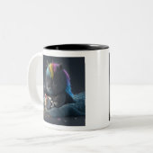 Niedlicher schwarzer Regenbogen Einhorntasse Zweifarbige Tasse (Vorderseite Links)