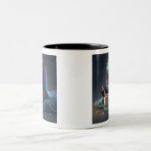 Niedlicher schwarzer Regenbogen Einhorntasse Zweifarbige Tasse (Mittel)