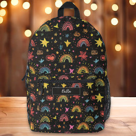 Niedlicher schwarzer Regenbogen und Name der Star- Bedruckter Rucksack