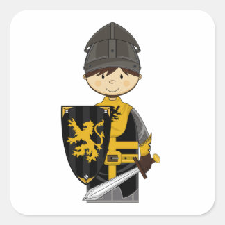 Niedlicher Schwarzer Rittersticker Quadratischer Aufkleber