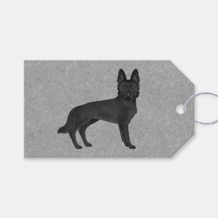 Niedlicher schwarzer Schäferhund Cartoon Dog Gray Geschenkanhänger