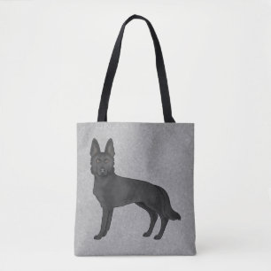 Niedlicher schwarzer Schäferhund Cartoon Dog Gray Tasche