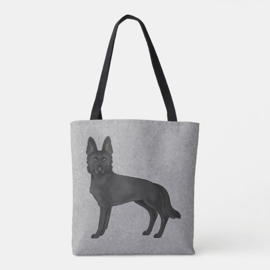 Niedlicher schwarzer Schäferhund Cartoon Dog Gray Tasche (Rückseite)