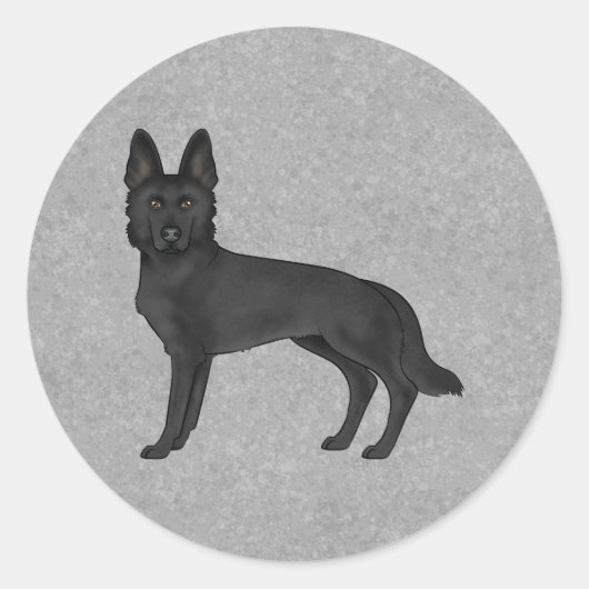 Niedlicher schwarzer Schäferhund Cartoon Dog Stehe Runder Aufkleber (Vorderseite)
