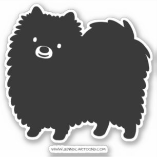 Niedlicher Schwarzer Spitz Fluffy Pommie Pom Aufkleber