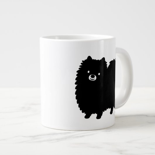 Niedlicher Schwarzer Spitz Jumbo-Tasse (Vorderseite Rechts)