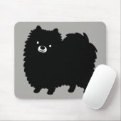 Niedlicher Schwarzer Spitz | Poofy Pom Cartoon Dog Mousepad (Mit Mouse)