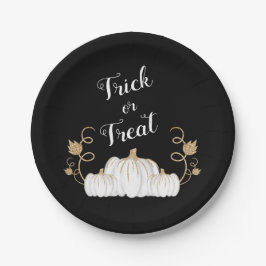 Niedlicher Schwarzer Trick oder Treat Pumpkin Hall Pappteller