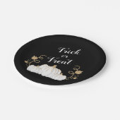 Niedlicher Schwarzer Trick oder Treat Pumpkin Hall Pappteller (Schrägansicht)