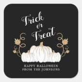 Niedlicher Schwarzer Trick oder Treat Pumpkin Hall Quadratischer Aufkleber (Vorderseite)