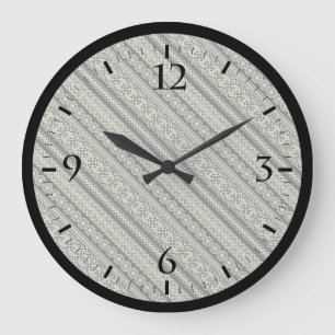 Niedlicher schwarzer ukrainischer Ornament-Hinterg Große Wanduhr