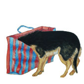 Niedlicher schwarzer und bräunlicher Hund mit Kopf T-Shirt