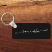 Niedlicher schwarzer und weißer Bow Signature Name Schlüsselanhänger (Rückseite)