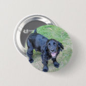Niedlicher Schwarzer Welpe Button (Vorne & Hinten)