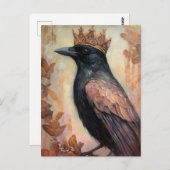 Niedlicher Schwarzvogel in einer Krone Postkarte (Vorne/Hinten)