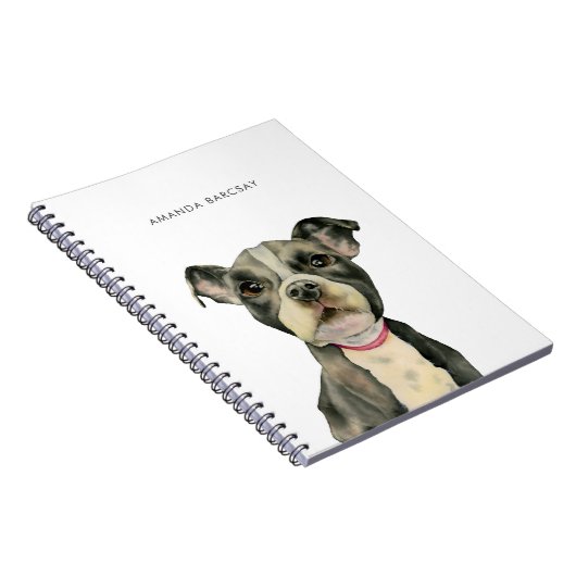 Niedlicher Schwarzweiss-Pitbull Notizblock (Rechte Seite)