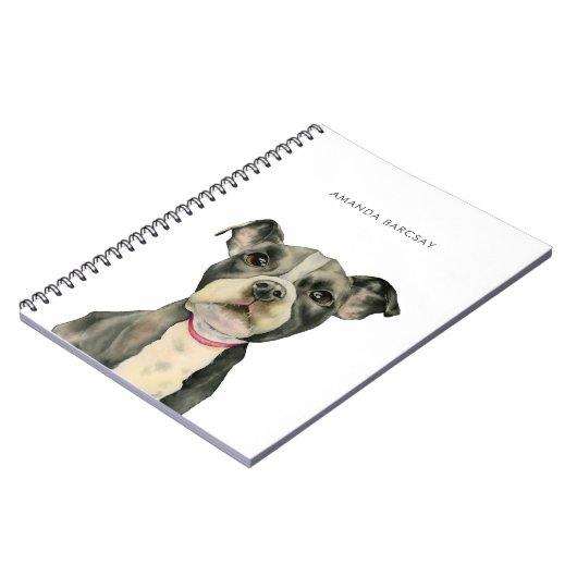Niedlicher Schwarzweiss-Pitbull Notizblock (Linke Seite)