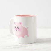 Niedlicher Schwein-Cartoon Zweifarbige Tasse (Vorderseite Links)