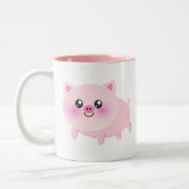 Niedlicher Schwein-Cartoon Zweifarbige Tasse (Links)
