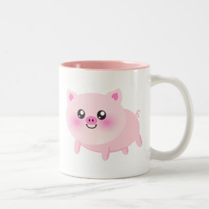 Niedlicher Schwein-Cartoon Zweifarbige Tasse