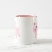 Niedlicher Schwein-Cartoon Zweifarbige Tasse (Mittel)
