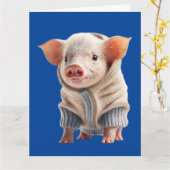 NIEDLICHER SCHWEIN, DER EINE SCHWÄCHERE GEBURTSTAG KARTE (Gelbe Blume)