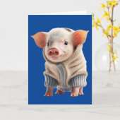 NIEDLICHER SCHWEIN, DER EINE SCHWÄCHERE GEBURTSTAG KARTE (Gelbe Blume)