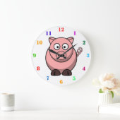 NIEDLICHER SCHWEIN MIT FARBEN ZAHLEN Kinder Große Wanduhr (Zuhause)