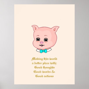 Niedlicher Schweinefleisch-Cartoon und positive Wo Poster