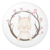 Niedlicher Schweinegrippe-Keramik Keramikknauf (Vorderseite)