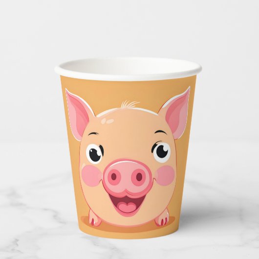 Niedlicher Schweinezuchttierzoo Geburtstagspartei Pappbecher (Vorderseite)