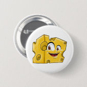 Niedlicher Schweizer Käse Funny Cartoon Charakter  Button (Vorne & Hinten)