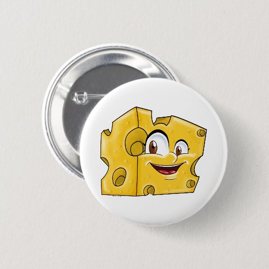 Niedlicher Schweizer Käse Funny Cartoon Charakter Button (Vorne & Hinten)