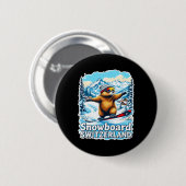 Niedlicher Schweizer Marmot Snowboarden Landschaft Button (Vorne & Hinten)