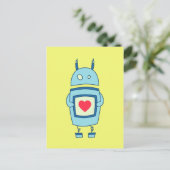 Niedlicher, schwerfälliger Roboter Postkarte (Stehend Vorderseite)