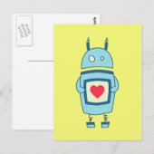 Niedlicher, schwerfälliger Roboter Postkarte (Vorne/Hinten)