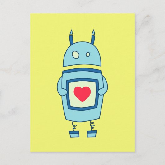 Niedlicher, schwerfälliger Roboter Postkarte (Vorderseite)